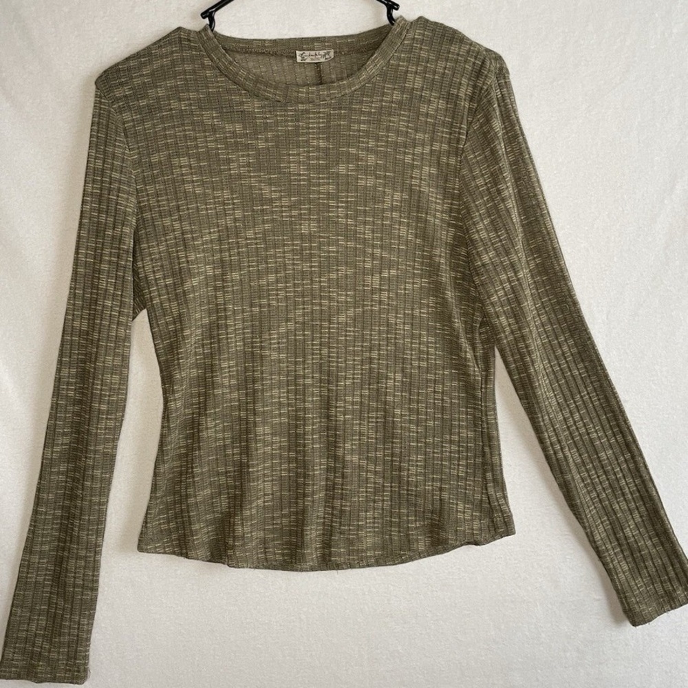 FREE PEOPLE Sheer Olive Long Sleeve